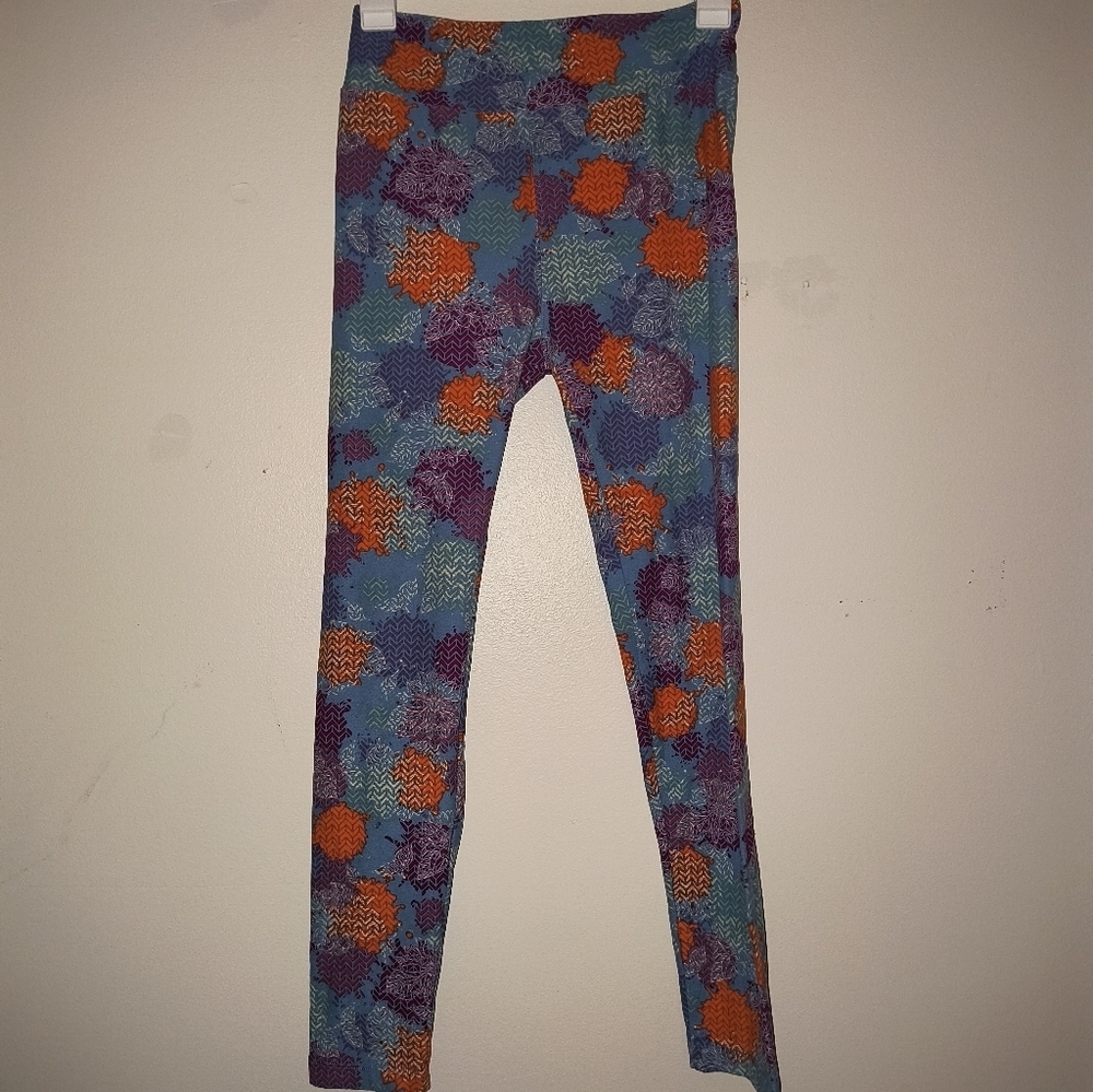 LuLaRoe Leggings with Blue, Orange, and Purple Patterns - Picture 2 of 3
